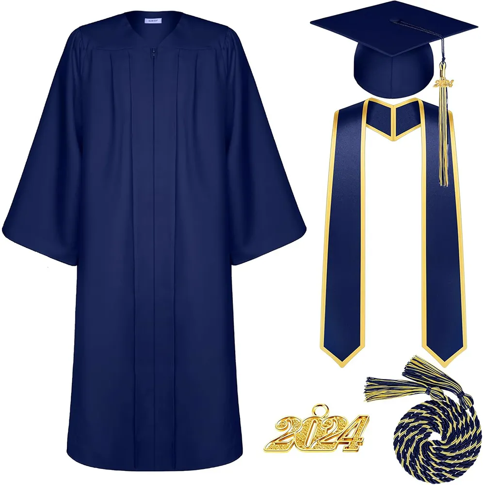 Bachelor’s Graduation Gown with Tasseled Cap, Red Stole, and Honor Cords - 6 Colors Available 6 Bachelor’s Graduation Gown with Tasseled Cap, Red Stole, and Honor Cords - 6 Colors Available