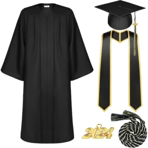 Bachelor’s Graduation Gown with Tasseled Cap, Red Stole, and Honor Cords - 6 Colors Available