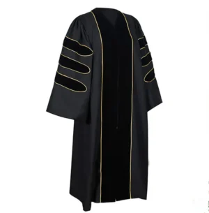 Deluxe Doctoral Graduation Tam Gown with Gold Trim 4 30 6 11zon