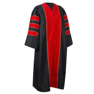 Deluxe Doctoral Graduation Tam Gown with Gold Trim