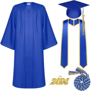 Bachelor’s Graduation Gown with Tasseled Cap, Red Stole, and Honor Cords - 6 Colors Available