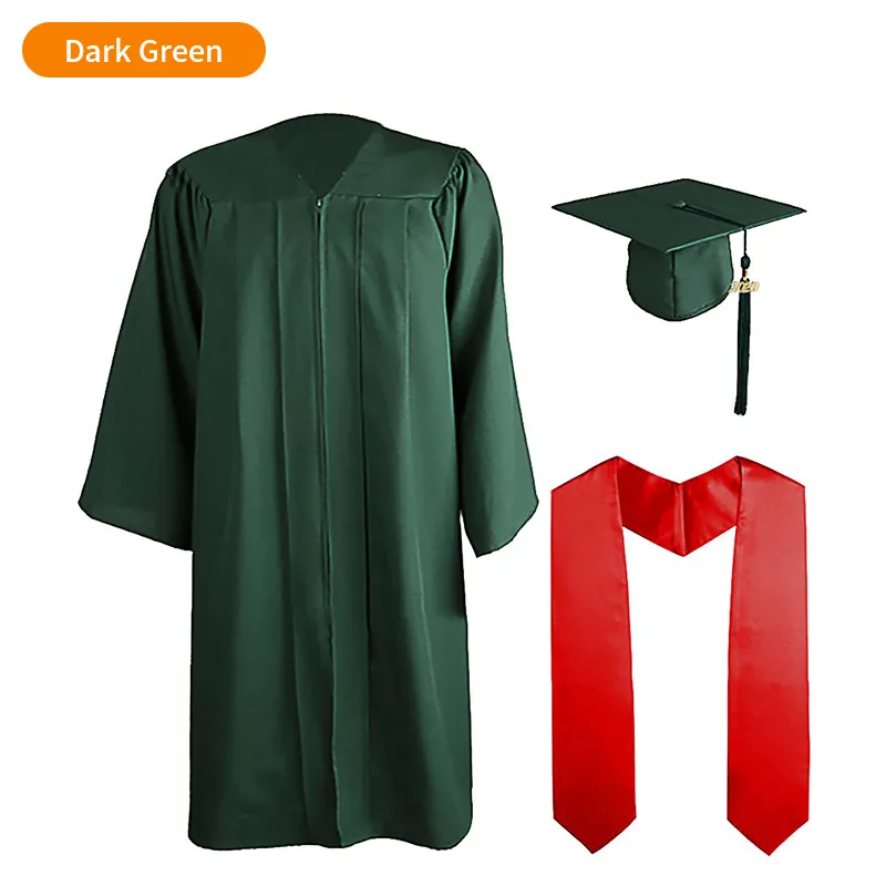 High School and Technical School Graduation Gown with Tasseled Cap and Red Graduation Stole - 10 Colors Available 11 High School and Technical School Graduation Gown with Tasseled Cap and Red Graduation Stole - 10 Colors Available