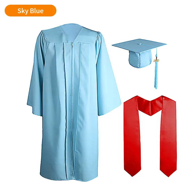 High School and Technical School Graduation Gown with Tasseled Cap and Red Graduation Stole - 10 Colors Available 2 High School and Technical School Graduation Gown with Tasseled Cap and Red Graduation Stole - 10 Colors Available