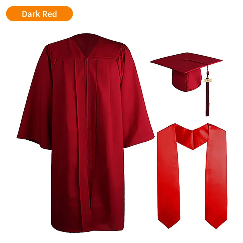 High School and Technical School Graduation Gown with Tasseled Cap and Red Graduation Stole - 10 Colors Available 4 High School and Technical School Graduation Gown with Tasseled Cap and Red Graduation Stole - 10 Colors Available
