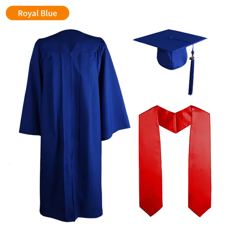 High School and Technical School Graduation Gown with Tasseled Cap and Red Graduation Stole - 10 Colors Available 5 High School and Technical School Graduation Gown with Tasseled Cap and Red Graduation Stole - 10 Colors Available