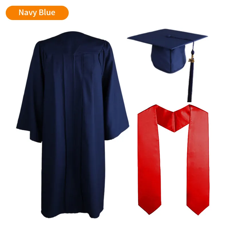 High School and Technical School Graduation Gown with Tasseled Cap and Red Graduation Stole - 10 Colors Available 7 High School and Technical School Graduation Gown with Tasseled Cap and Red Graduation Stole - 10 Colors Available
