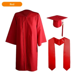 High School and Technical School Graduation Gown with Tasseled Cap and Red Graduation Stole - 10 Colors Available 18 High School and Technical School Graduation Gown with Tasseled Cap and Red Graduation Stole - 10 Colors Available