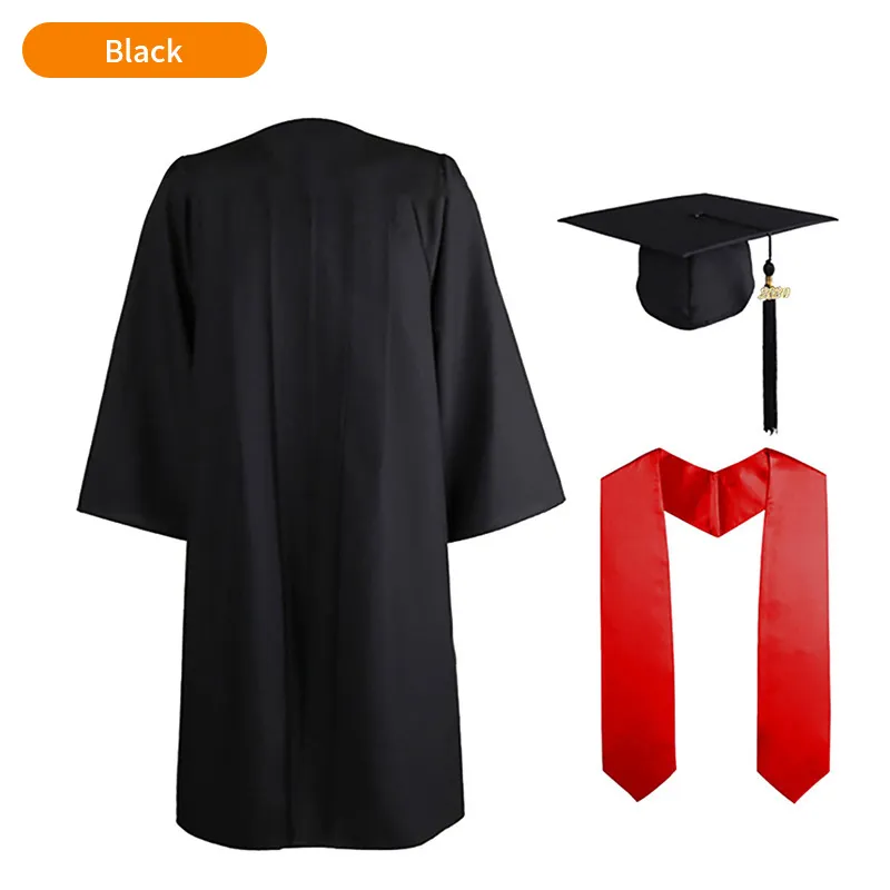 High School and Technical School Graduation Gown with Tasseled Cap and Red Graduation Stole - 10 Colors Available 1 High School and Technical School Graduation Gown with Tasseled Cap and Red Graduation Stole - 10 Colors Available