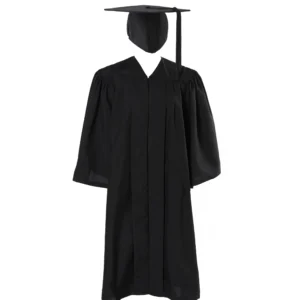 Deluxe Slotted Black Bachelor’s Graduation Gown and Cap