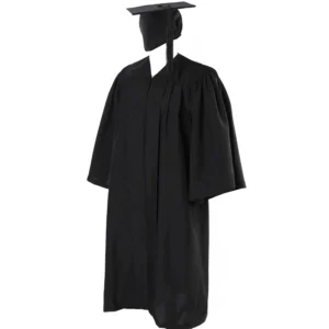 Deluxe Slotted Black Bachelor’s Graduation Gown and Cap