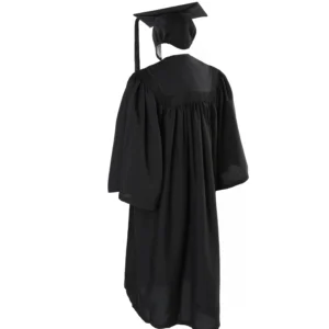 Deluxe Slotted Black Bachelor’s Graduation Gown and Cap