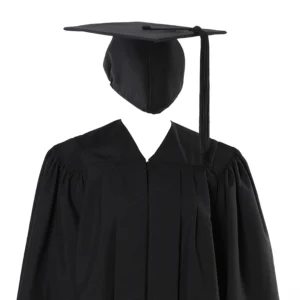 Deluxe Slotted Black Bachelor’s Graduation Gown and Cap