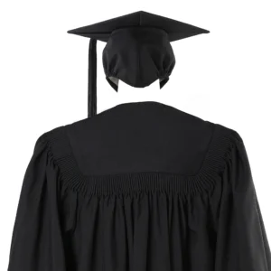 Deluxe Slotted Black Bachelor’s Graduation Gown and Cap