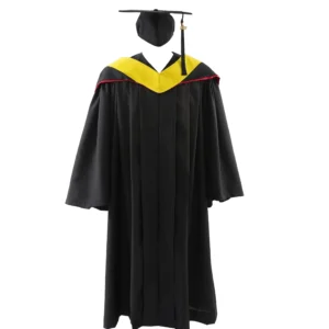 Deluxe Slotted Black Bachelor’s Graduation Gown with Cap and Hood