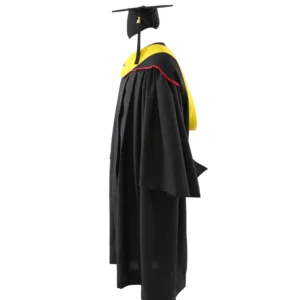 Deluxe Slotted Black Bachelor’s Graduation Gown with Cap and Hood