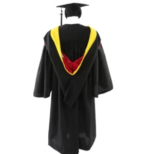 Deluxe Slotted Black Bachelor’s Graduation Gown with Cap and Hood