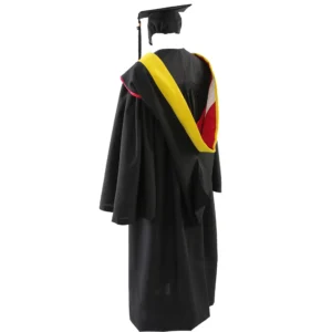 Deluxe Slotted Black Bachelor’s Graduation Gown with Cap and Hood
