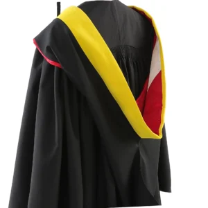 Deluxe Slotted Black Bachelor’s Graduation Gown with Cap and Hood
