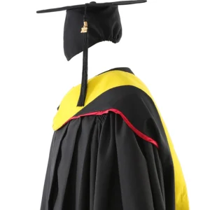 Deluxe Slotted Black Bachelor’s Graduation Gown with Cap and Hood