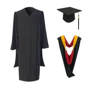 Budget-Friendly Black Master’s Graduation Gown with Cap and Hood