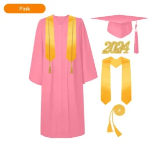 Bachelor’s Graduation Gown with Tasseled Cap, Gold Stole, and Honor Cords