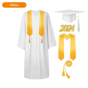 Bachelor’s Graduation Gown with Tasseled Cap, Gold Stole, and Honor Cords