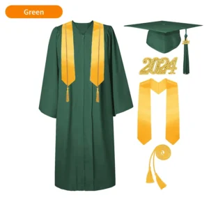 Bachelor’s Graduation Gown with Tasseled Cap, Gold Stole, and Honor Cords