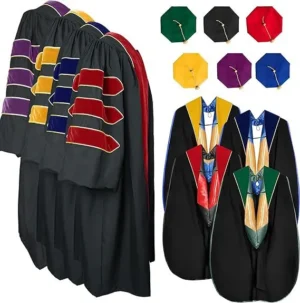 Deluxe Doctoral Graduation Tam, Gown & Hood Package
