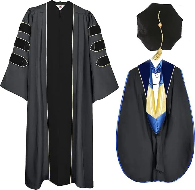 Deluxe Doctoral Graduation Tam, Gown & Hood Package 6 Deluxe Doctoral Graduation Tam, Gown & Hood Package
