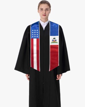 7 Mixed Flag Graduation Stoles Embroidery Sashes for Study Aboard Students 11 ST016 US HT 2