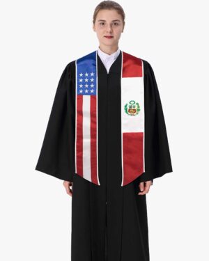 7 Mixed Flag Graduation Stoles Embroidery Sashes for Study Aboard Students 21 ST016 US PE 2