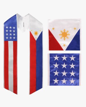 7 Mixed Flag Graduation Stoles Embroidery Sashes for Study Aboard Students 28 ST016 US PH 4