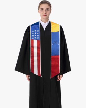 7 Mixed Flag Graduation Stoles Embroidery Sashes for Study Aboard Students 36 ST016 US VE 2
